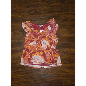 DR1 Red Orange Floral print shirt NWT size XL